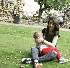 breastfeeding in a park